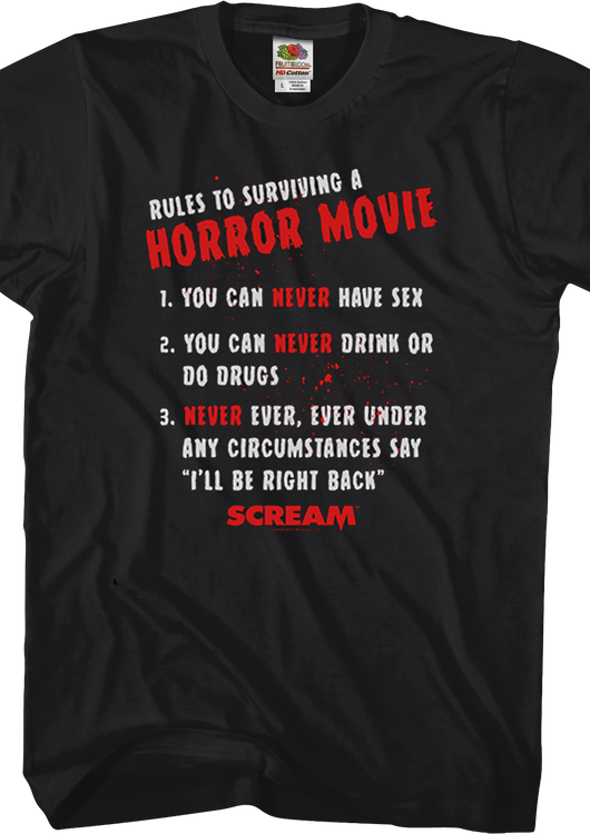 Rules To Surviving A Horror Movie Scream T-Shirt - main product image