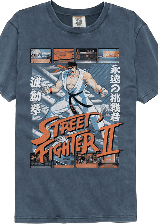 Ryu Fight Scenes Street Fighter II Comfort Colors Brand T-Shirt - main product image