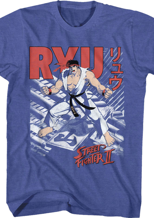Ryu Japanese Text Street Fighter II T-Shirt - main product image