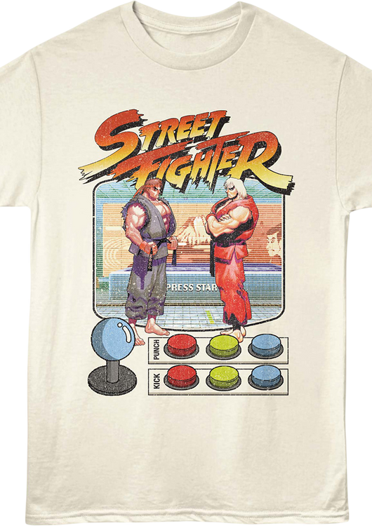 Ryu & Ken Masters Game Buttons Street Fighter T-Shirt - main product image