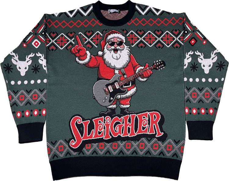 Santa Claus Sleigher Knitted Christmas Sweater - Main Image