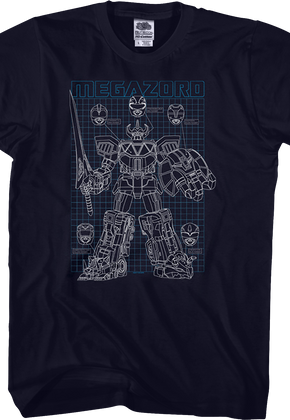 Schematic Megazord Mighty Morphin Power Rangers T-Shirt