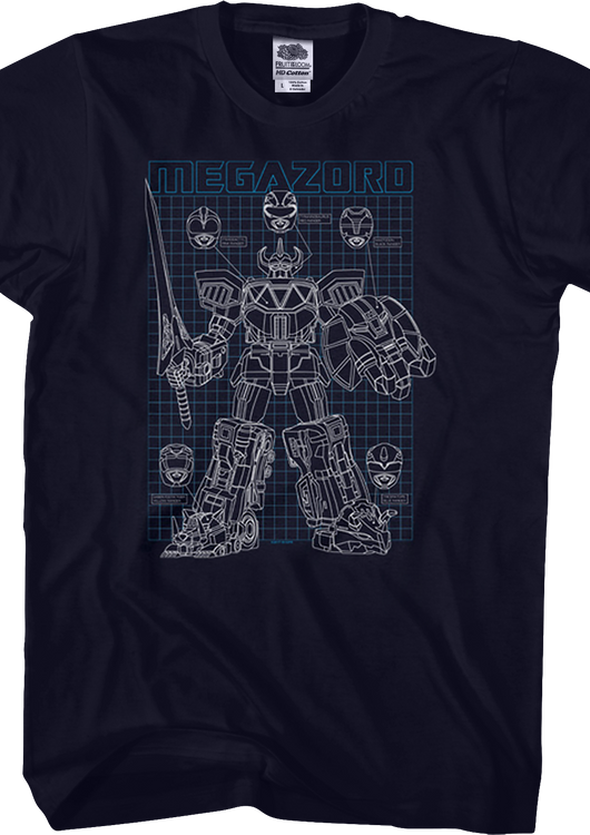 Schematic Megazord Mighty Morphin Power Rangers T-Shirt - main product image