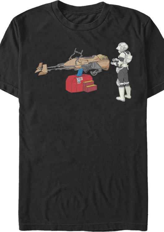 Scout Trooper Coin Operated Bike Ride Star Wars T-Shirt - main product image