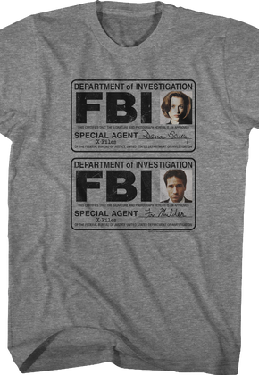 Scully and Mulder Badges X-Files T-Shirt