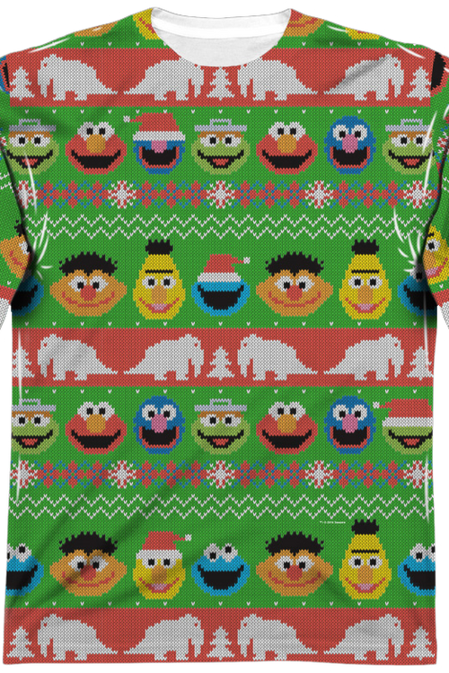 Sesame Street Sublimated Ugly Faux Christmas Sweater Long Sleeve Teemain product image
