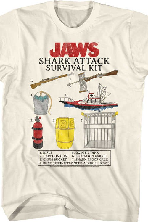Shark Attack Survival Kit Jaws T-Shirtmain product image