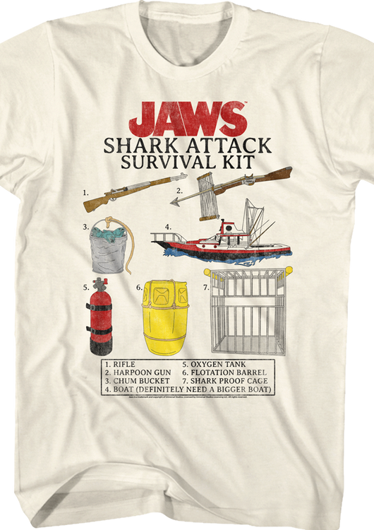 Shark Attack Survival Kit Jaws T-Shirt - main product image