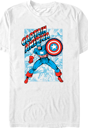 White Shielded Captain America Marvel Comics T-Shirt