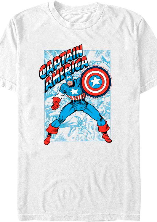 White Shielded Captain America Marvel Comics T-Shirt - main product image