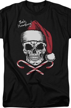 Skull And Candy Canes Bah Humbug T-Shirt