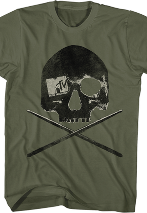Skull And Drum Sticks MTV Shirt