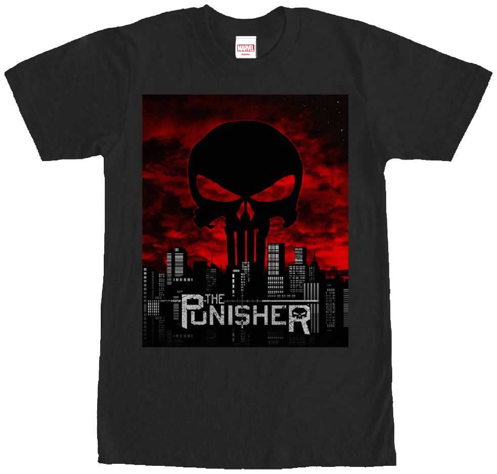 Skyline Punisher T-Shirt: Marvel Comics Mens T-Shirt