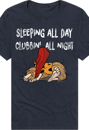 Sleeping All Day Clubbin' All Night Captain Caveman T-Shirt