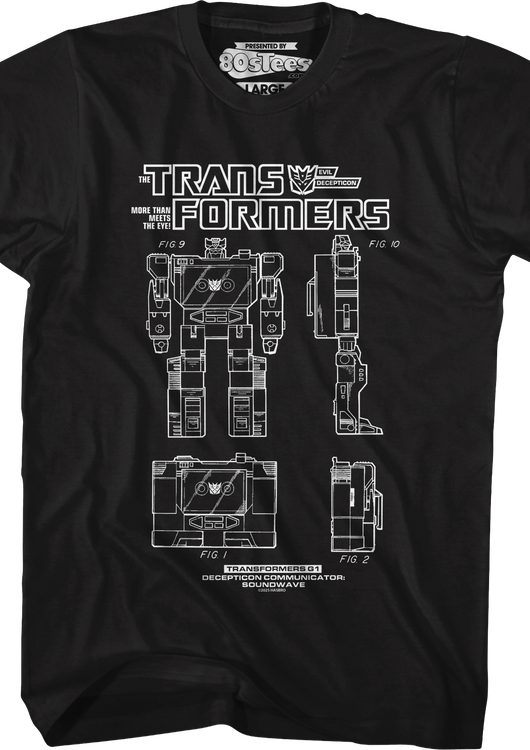 Soundwave Action Figure Patent Transformers T-Shirt - main product image