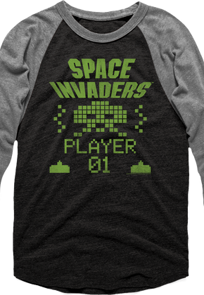 Space Invaders Raglan Baseball Shirt