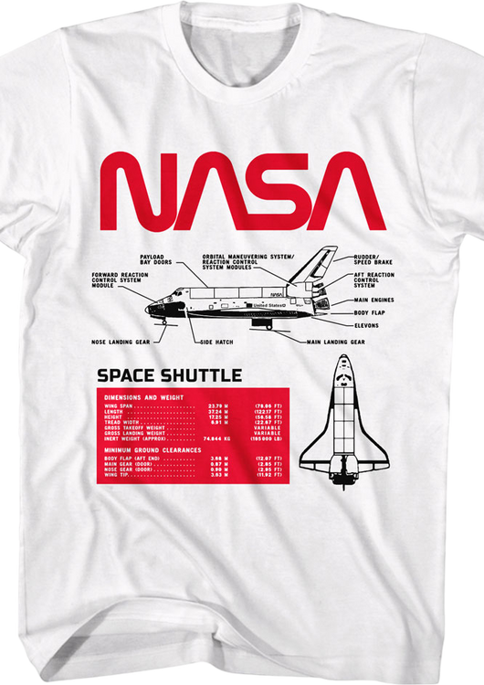 Space Shuttle Specifications NASA T-Shirt - main product image