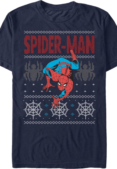Spider-Man Faux Ugly Christmas Sweater Marvel Comics T-Shirt