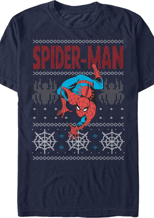 Spider-Man Faux Ugly Christmas Sweater Marvel Comics T-Shirt - main product image
