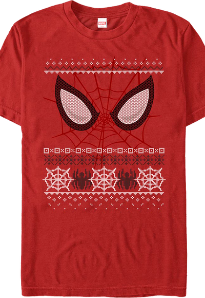 Spider-Man Mask Faux Ugly Christmas Sweater Marvel Comics T-Shirt
