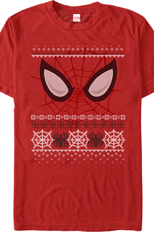 Spider-Man Mask Faux Ugly Christmas Sweater Marvel Comics T-Shirt - main product image