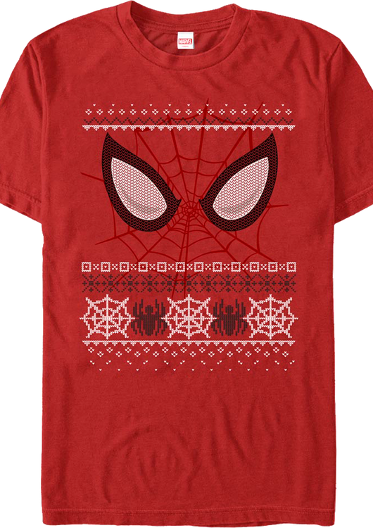 Spider-Man Mask Faux Ugly Christmas Sweater Marvel Comics T-Shirt - main product image