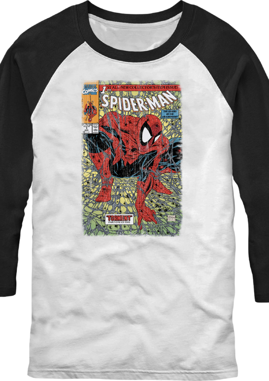 Spider-Man Torment Comic Cover Raglan Baseball Shirt - main product image