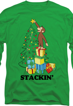 Stackin' Curious George Christmas Long Sleeve Shirt