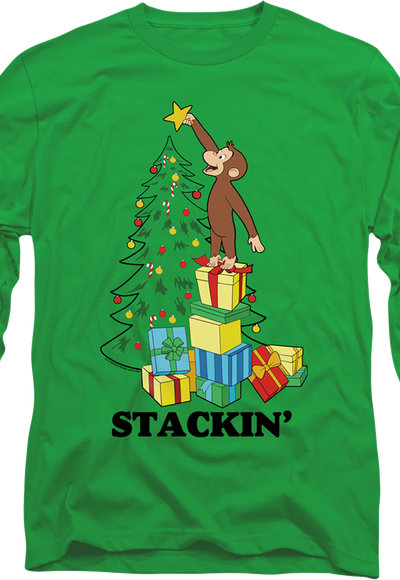 Stackin' Curious George Christmas Long Sleeve Shirt