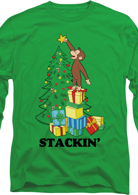 Stackin' Curious George Christmas Long Sleeve Shirt - main product image