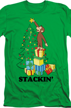 Stackin' Curious George Christmas T-Shirt