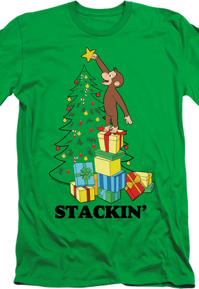 Stackin' Curious George Christmas T-Shirt