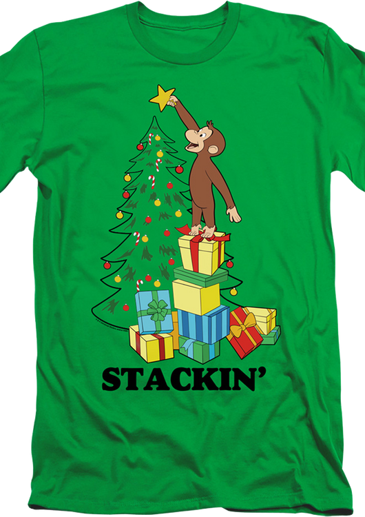 Stackin' Curious George Christmas T-Shirt - main product image