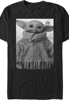 Star Wars The Mandalorian The Child Black And White Portrait T-Shirt