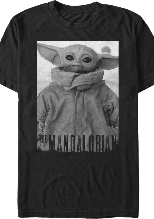 Star Wars The Mandalorian The Child Black And White Portrait T-Shirt - main product image