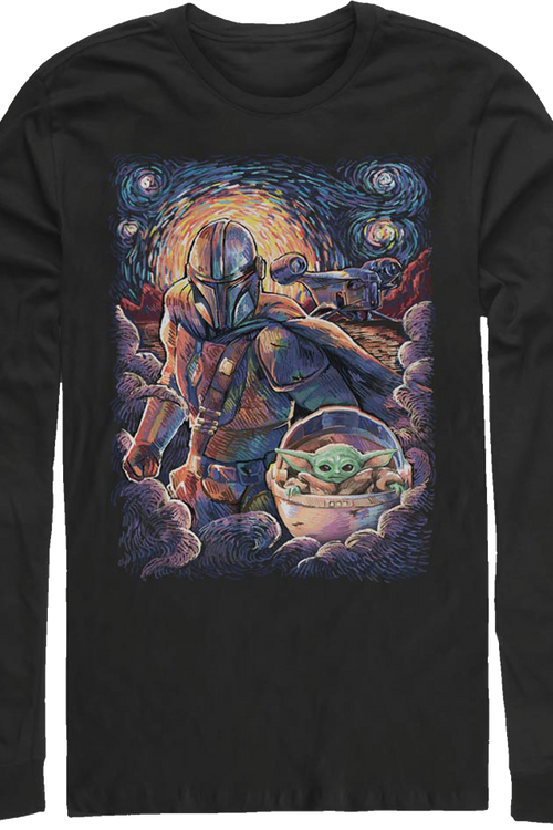 Starry Mandalorian And Child Star Wars Long Sleeve Shirtmain product image
