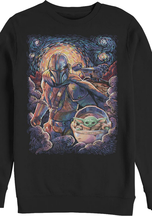 Starry Mandalorian And Child Star Wars Sweatshirt - main product image