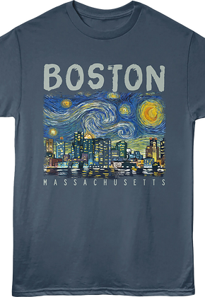 Starry Night Boston Massachusetts T-Shirt