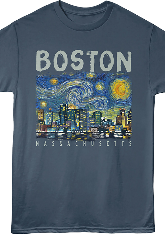 Starry Night Boston Massachusetts T-Shirt - main product image