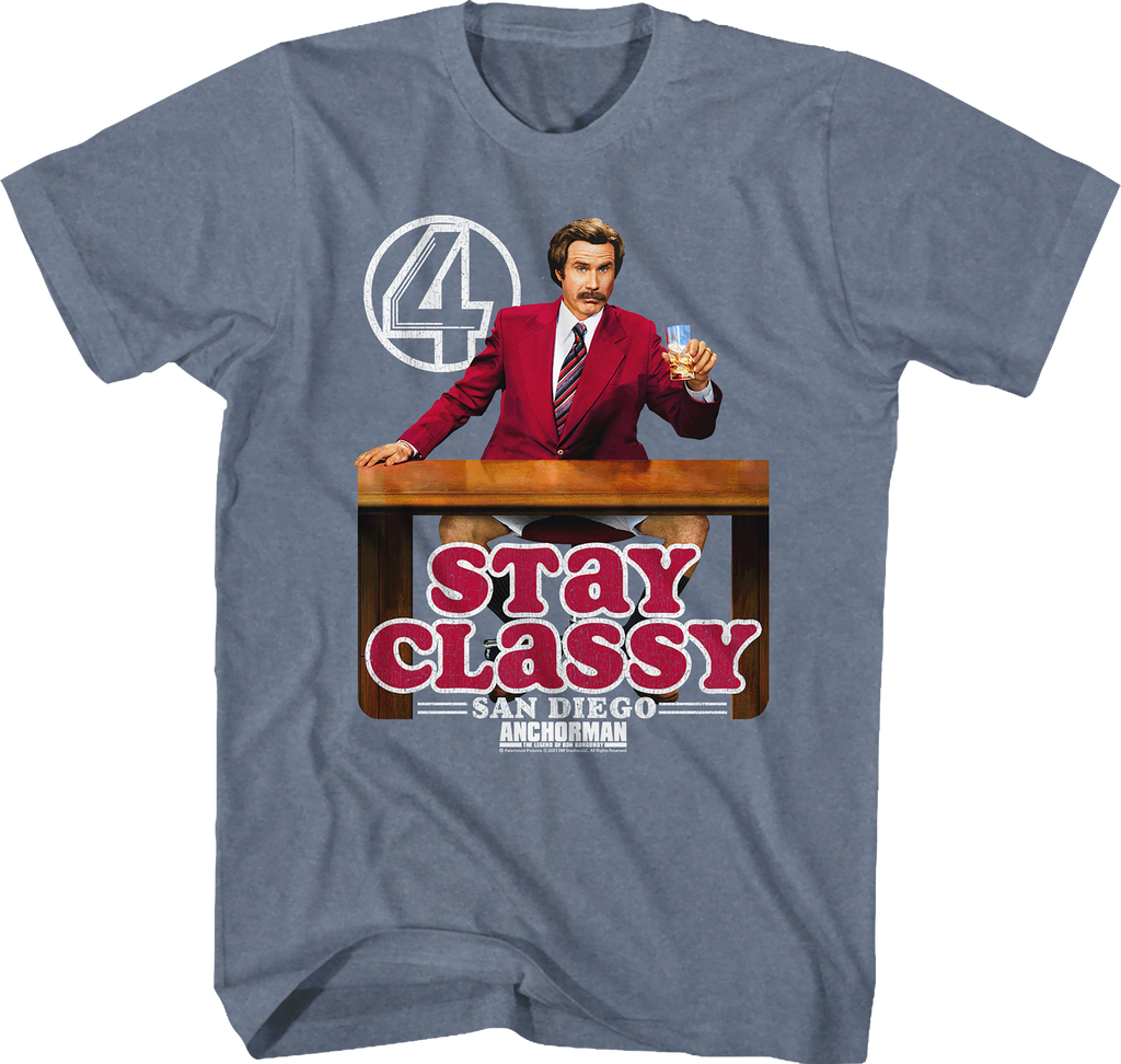 Maglietta Gildan Uomo "Stay Classy San Diego" – Ispirata Ad Anchor Man (Taglie Small-5XL)