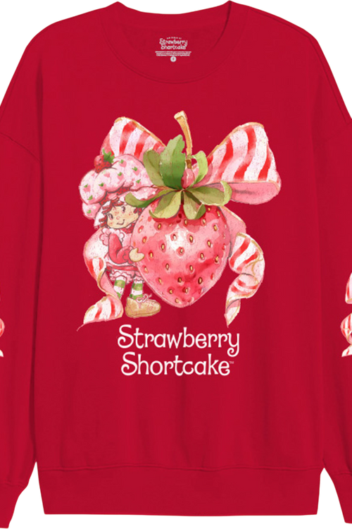 Candy Cane Striped Bow Strawberry Shortcake Sweatshirtmain product image