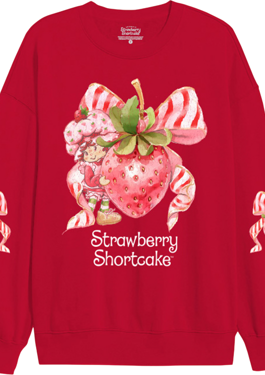 Candy Cane Striped Bow Strawberry Shortcake Sweatshirt - main product image