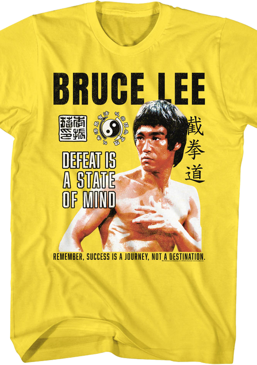 Vintage Yellow Defeat Is A State Of Mind Bruce Lee T-Shirt - main product image