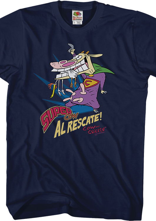 Super Cow Al Rescate Cow and Chicken T-Shirt - main product image