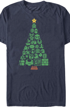 Super Mario Bros. Icons Christmas Tree Nintendo T-Shirt