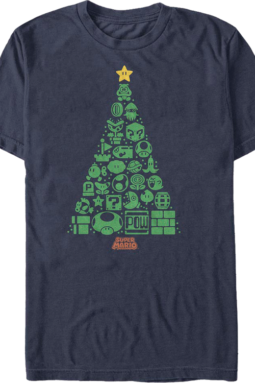 Super Mario Bros. Icons Christmas Tree Nintendo T-Shirtmain product image