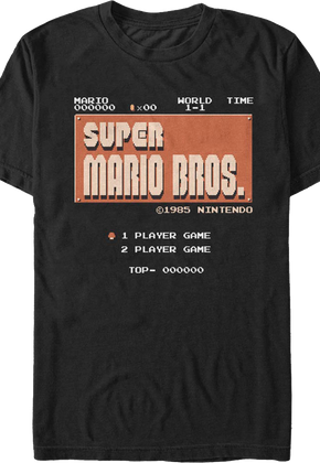 Super Mario Bros. Start Screen Nintendo T-Shirt
