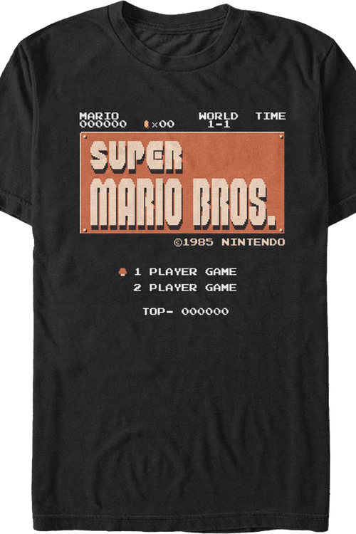 Super Mario Bros. Start Screen Nintendo T-Shirtmain product image