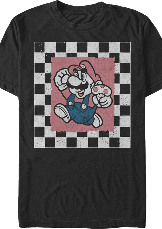Super Mario Checkerboard Jump Nintendo T-Shirt - main product image