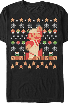 Super Mario Faux Ugly Christmas Sweater Nintendo T-Shirt
